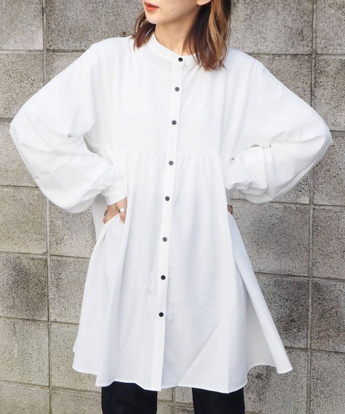 tiptop(ティップトップ)の「バンドカラーチュニックブラウス(シャツ/ブラウス・レディース・ブラック/オフホワイト/ホワイト系その他/A・FREE)」の12枚目の写真