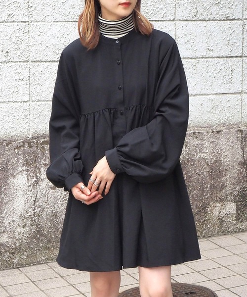 tiptop(ティップトップ)の「バンドカラーチュニックブラウス(シャツ/ブラウス・レディース・ブラック/オフホワイト/ホワイト系その他/A・FREE)」の8枚目の写真