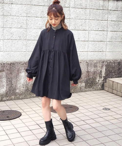 tiptop（ティップトップ）の「バンドカラーチュニックブラウス（シャツ