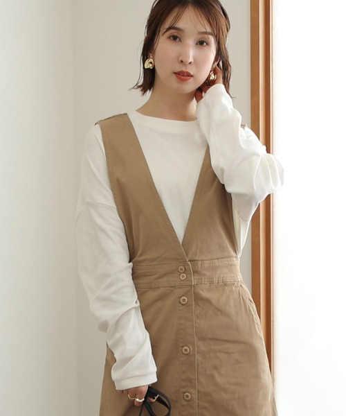 ElegChic(エレグシック)の「フロントボタンジャンパーツイル スカート (サロペット/オーバーオール・レディース・ブラック/カーキ/ベージュ・4L/L/XL/3L/M)」の11枚目の写真