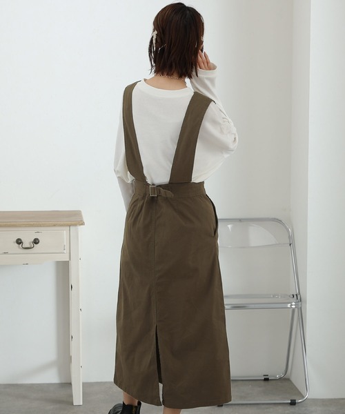 ElegChic(エレグシック)の「フロントボタンジャンパーツイル スカート (サロペット/オーバーオール・レディース・ブラック/カーキ/ベージュ・4L/L/XL/3L/M)」の14枚目の写真