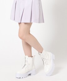 厚底レースアップ・ショートブーツ