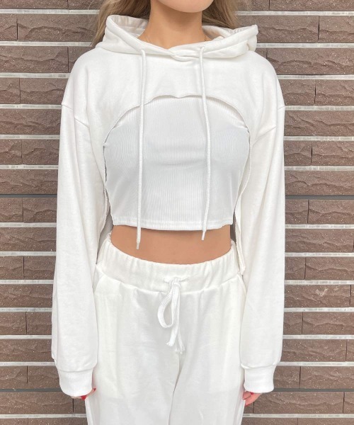 esutoreja（エストレジャ）の「レイヤリングフーディ（Tシャツ/カットソー・レディース・ブラック/ホワイト・FREE）」の7枚目の写真