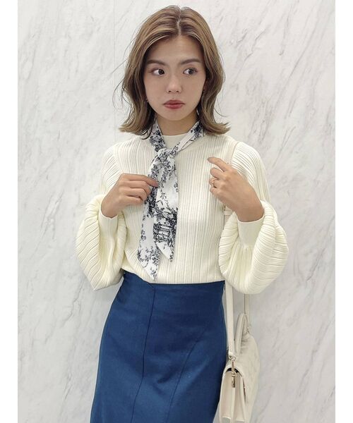 dazzlin（ダズリン）の「リボン付ランダムリブニットトップス（ニット/セーター・レディース・ブラック/オフホワイト/ブルー・FREE）」の10枚目の写真