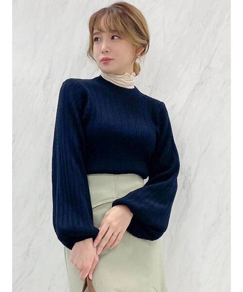 dazzlin（ダズリン）の「リボン付ランダムリブニットトップス（ニット/セーター・レディース・ブラック/オフホワイト/ブルー・FREE）」の13枚目の写真