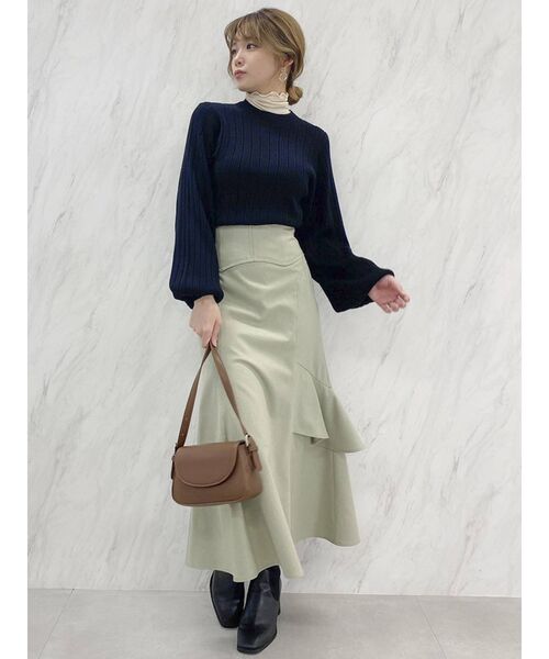 dazzlin（ダズリン）の「リボン付ランダムリブニットトップス（ニット/セーター・レディース・ブラック/オフホワイト/ブルー・FREE）」の15枚目の写真