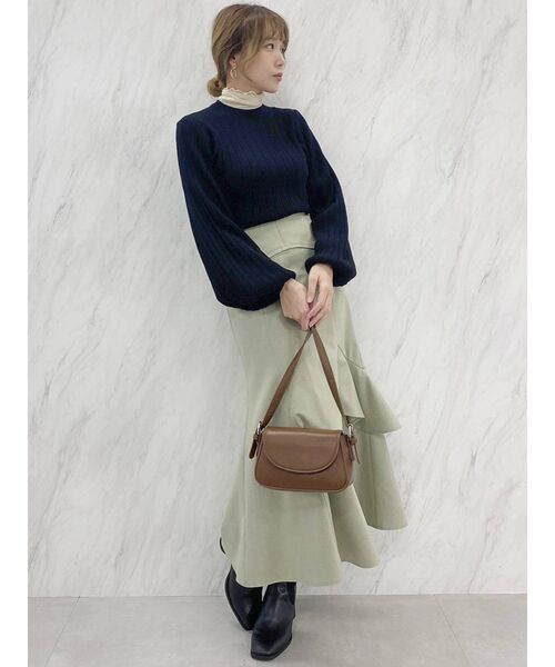 dazzlin（ダズリン）の「リボン付ランダムリブニットトップス（ニット/セーター・レディース・ブラック/オフホワイト/ブルー・FREE）」の16枚目の写真