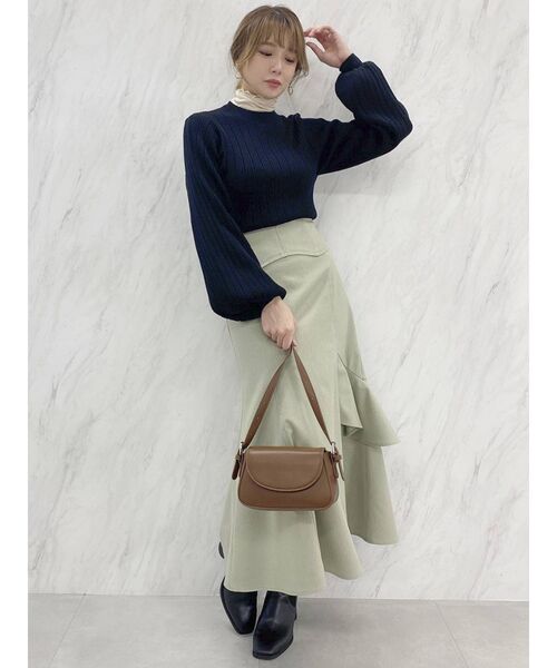 dazzlin（ダズリン）の「リボン付ランダムリブニットトップス（ニット/セーター・レディース・ブラック/オフホワイト/ブルー・FREE）」の17枚目の写真