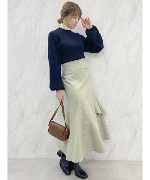 dazzlin（ダズリン）の「リボン付ランダムリブニットトップス（ニット/セーター・レディース・ブラック/オフホワイト/ブルー・FREE）」の18枚目の写真