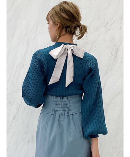 dazzlin（ダズリン）の「リボン付ランダムリブニットトップス（ニット/セーター・レディース・ブラック/オフホワイト/ブルー・FREE）」の19枚目の写真