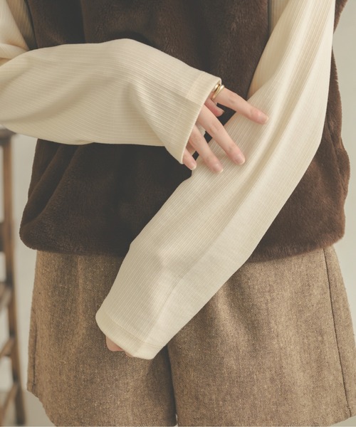 Ambre Neige(アンブルネージュ)の「【セットアイテム】ファーベスト&タートルネック/WEB/EC限定商品(その他トップス・レディース・ダークブラウン/ベージュ/アイボリー・FREE)」の10枚目の写真