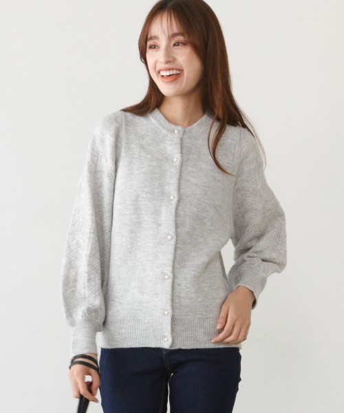 M.deux（エムドゥ）の「パールボタンカーデ（カーディガン/ボレロ・レディース・グレー/ブラック・MEDIUM）」の10枚目の写真