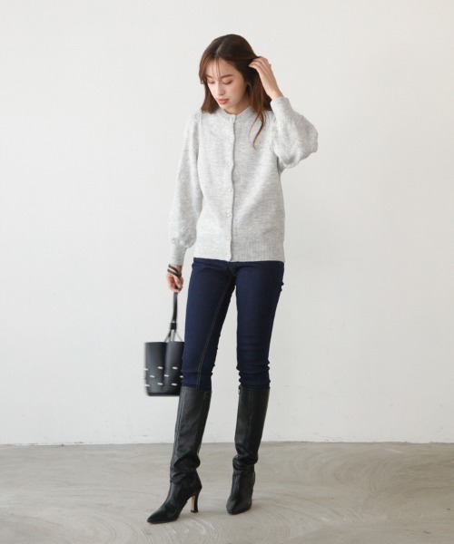 M.deux（エムドゥ）の「パールボタンカーデ（カーディガン/ボレロ・レディース・グレー/ブラック・MEDIUM）」の13枚目の写真