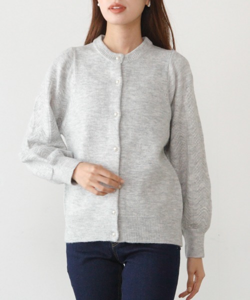 M.deux（エムドゥ）の「パールボタンカーデ（カーディガン/ボレロ・レディース・グレー/ブラック・MEDIUM）」の9枚目の写真