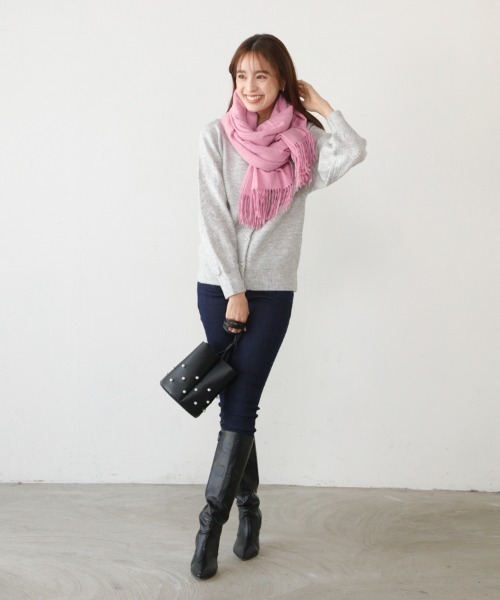 M.deux（エムドゥ）の「パールボタンカーデ（カーディガン/ボレロ・レディース・グレー/ブラック・MEDIUM）」の7枚目の写真