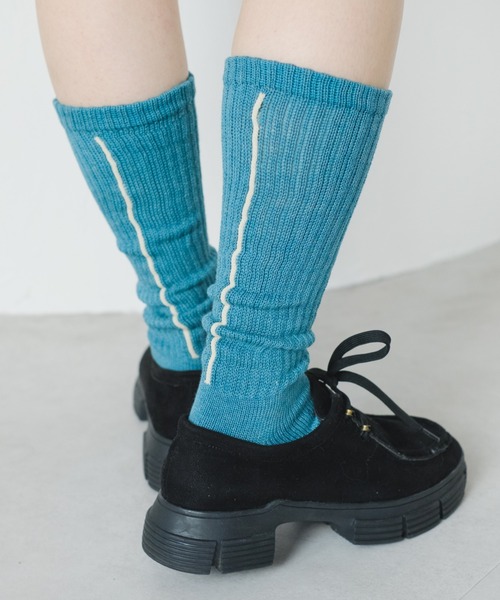 Kastane（カスタネ）の「バックラインソックス（ソックス/靴下・レディース・グレー/オフホワイト/ブルー系その他・FREE）」の3枚目の写真