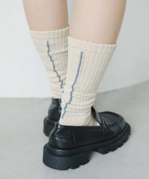 Kastane（カスタネ）の「バックラインソックス（ソックス/靴下・レディース・グレー/オフホワイト/ブルー系その他・FREE）」の2枚目の写真