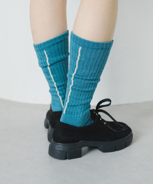 Kastane（カスタネ）の「バックラインソックス（ソックス/靴下・レディース・グレー/オフホワイト/ブルー系その他・FREE）」の7枚目の写真