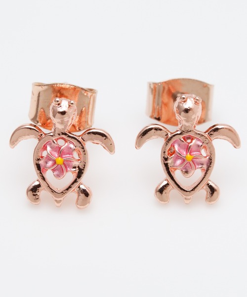 Kahiko(カヒコ)の「【Kahiko】プルメリア&ホヌピアス(ピアス(両耳用)・レディース・ゴールド/ピンク/シルバー・FREE)」の2枚目の写真