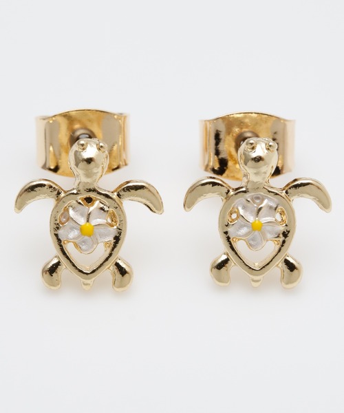 Kahiko(カヒコ)の「【Kahiko】プルメリア&ホヌピアス(ピアス(両耳用)・レディース・ゴールド/ピンク/シルバー・FREE)」の3枚目の写真