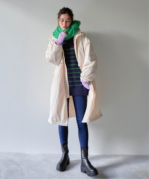 VENCEEXCHANGE（ヴァンスエクスチェンジ）の「中綿ロングコート／モンスターパーカー／ビッグシルエット中綿ロングコート（モッズコート・レディース・ベージュ/ブラック/オフホワイト・FREE）」の18枚目の写真