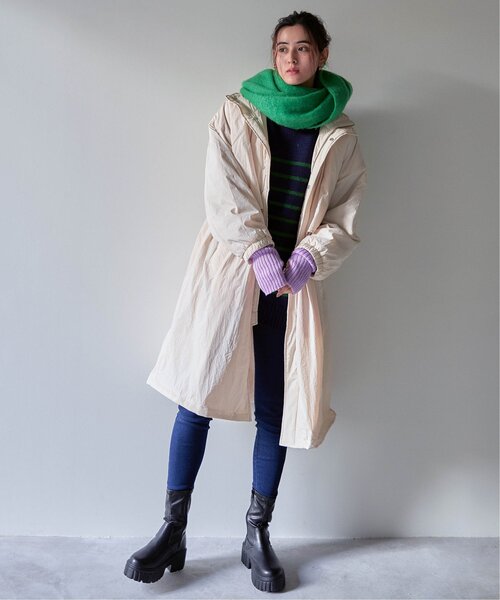 VENCEEXCHANGE（ヴァンスエクスチェンジ）の「中綿ロングコート／モンスターパーカー／ビッグシルエット中綿ロングコート（モッズコート・レディース・ベージュ/ブラック/オフホワイト・FREE）」の19枚目の写真