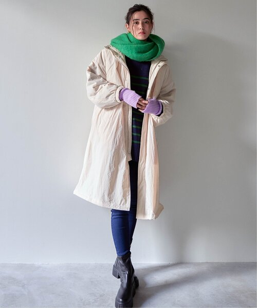 VENCEEXCHANGE（ヴァンスエクスチェンジ）の「中綿ロングコート／モンスターパーカー／ビッグシルエット中綿ロングコート（モッズコート・レディース・ベージュ/ブラック/オフホワイト・FREE）」の20枚目の写真