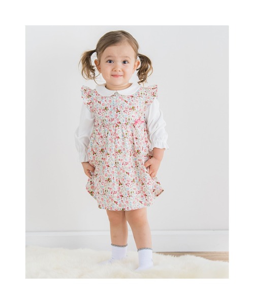 BeBe(ベベ)の「BeBe/GIRL花柄プリントコットンワンピースTシャツ2点セットベビー(80~90cm)(ロンパース・キッズ・ブルー系その他/ピンク系その他・90/80)」の10枚目の写真