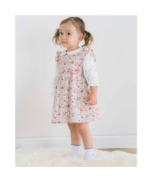 BeBe(ベベ)の「BeBe/GIRL花柄プリントコットンワンピースTシャツ2点セットベビー(80~90cm)(ロンパース・キッズ・ブルー系その他/ピンク系その他・90/80)」の22枚目の写真