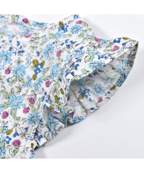 BeBe(ベベ)の「BeBe/GIRL花柄プリントコットンワンピースTシャツ2点セットベビー(80~90cm)(ロンパース・キッズ・ブルー系その他/ピンク系その他・90/80)」の3枚目の写真