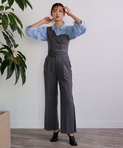 LADYMADE(レディメイド)の「クロスベルトサイドラインパンツ(スラックス・レディース・ベージュ/グレー・S/M)」の14枚目の写真