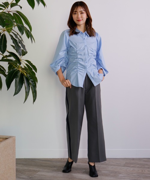 LADYMADE(レディメイド)の「クロスベルトサイドラインパンツ(スラックス・レディース・ベージュ/グレー・S/M)」の9枚目の写真