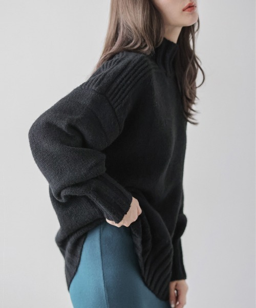 AMELY（エミリー）の「ゆったりニット（ニット/セーター・レディース・ブラック/オレンジ/ブルー/グリーン/アイボリー・フリー）」の18枚目の写真