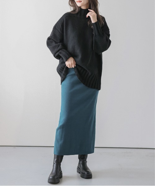 AMELY（エミリー）の「ゆったりニット（ニット/セーター・レディース・ブラック/オレンジ/ブルー/グリーン/アイボリー・フリー）」の10枚目の写真
