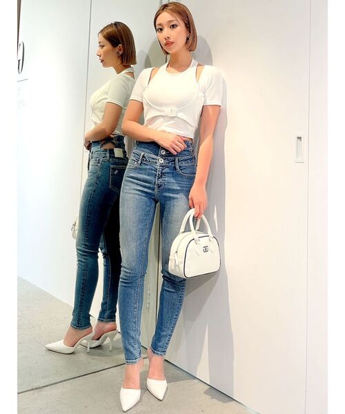 GYDA（ジェイダ）の「H/Wサイドクロスデザイン スキニーデニムパンツ（デニムパンツ・レディース・ライトブルー/ブルー・X-SMALL/SMALL/MEDIUM）」の12枚目の写真