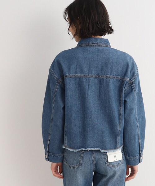 Cutie Blonde（キューティーブロンド）の「◆やわらかデニム【セットアップ可】裾フリンジGジャン（デニムジャケット・レディース・ダークネイビー/ブルー・01/02/03）」の7枚目の写真