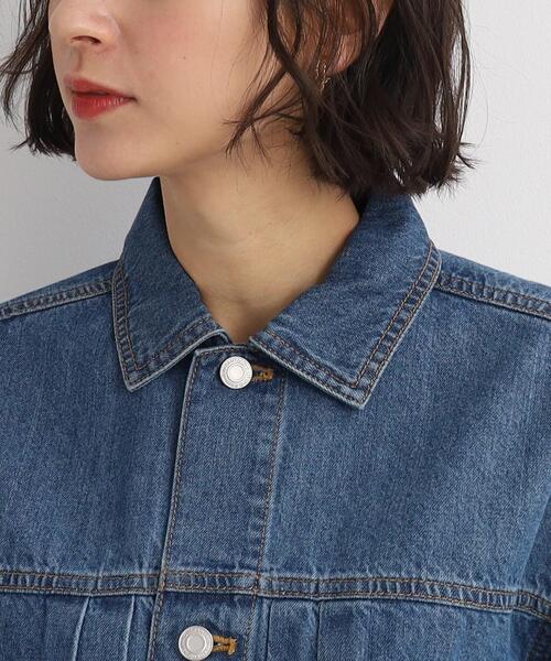 Cutie Blonde（キューティーブロンド）の「◆やわらかデニム【セットアップ可】裾フリンジGジャン（デニムジャケット・レディース・ダークネイビー/ブルー・01/02/03）」の10枚目の写真
