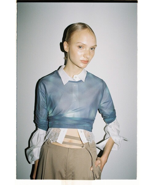 Ray BEAMS（レイビームス）の「Ray BEAMS / レース キリカエ レギュラー カラー シャツ（シャツ/ブラウス・レディース・ホワイト/サックスブルー・ONE SIZE）」の8枚目の写真