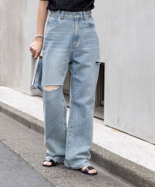 COLONY 2139(コロニートゥーワンスリーナイン)の「ダメージデニムパンツ(デニムパンツ・レディース・ブルー/サックスブルー/ブラック/ライトグレー/ダークブルー・SMALL/MEDIUM/LARGE)」の19枚目の写真