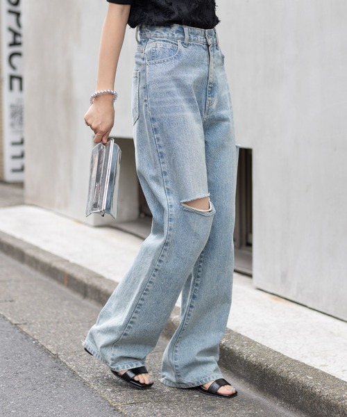 COLONY 2139(コロニートゥーワンスリーナイン)の「ダメージデニムパンツ(デニムパンツ・レディース・ブルー/サックスブルー/ブラック/ライトグレー/ダークブルー・SMALL/MEDIUM/LARGE)」の20枚目の写真