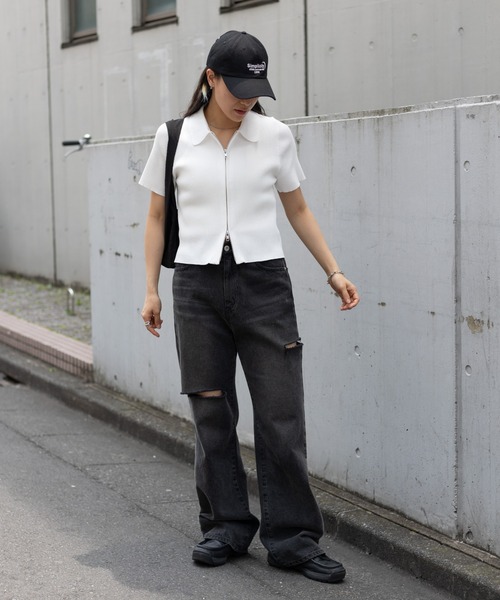 COLONY 2139(コロニートゥーワンスリーナイン)の「ダメージデニムパンツ(デニムパンツ・レディース・ブルー/サックスブルー/ブラック/ライトグレー/ダークブルー・SMALL/MEDIUM/LARGE)」の14枚目の写真