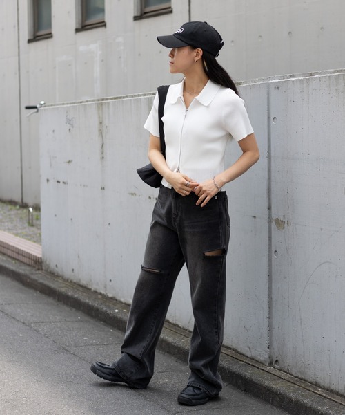 COLONY 2139(コロニートゥーワンスリーナイン)の「ダメージデニムパンツ(デニムパンツ・レディース・ブルー/サックスブルー/ブラック/ライトグレー/ダークブルー・SMALL/MEDIUM/LARGE)」の15枚目の写真