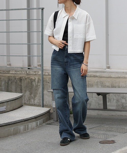 COLONY 2139(コロニートゥーワンスリーナイン)の「ダメージデニムパンツ(デニムパンツ・レディース・ブルー/サックスブルー/ブラック/ライトグレー/ダークブルー・SMALL/MEDIUM/LARGE)」の6枚目の写真