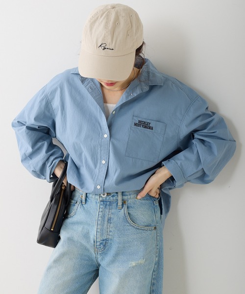 PUAL CE CIN（ピュアルセシン）の「ロゴ刺繍オーバーシャツ（シャツ/ブラウス・レディース・オフホワイト/ブルー/ピンク/イエロー・FREE）」の20枚目の写真