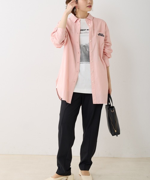 PUAL CE CIN（ピュアルセシン）の「ロゴ刺繍オーバーシャツ（シャツ/ブラウス・レディース・オフホワイト/ブルー/ピンク/イエロー・FREE）」の9枚目の写真