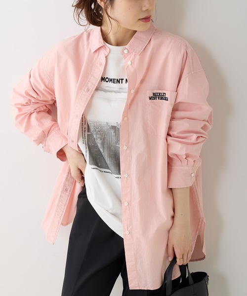 PUAL CE CIN（ピュアルセシン）の「ロゴ刺繍オーバーシャツ（シャツ/ブラウス・レディース・オフホワイト/ブルー/ピンク/イエロー・FREE）」の6枚目の写真