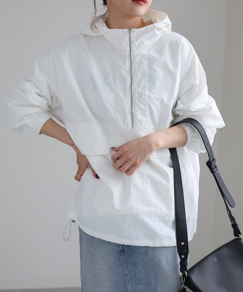 ap retro(アプレトロ)の「アノラック/アノラックパーカー ナイロンブルゾン(ブルゾン・レディース・ブルー/オフホワイト/ブラック/ライトグレー/ライトカーキ/ベージュ・FREE)」の3枚目の写真