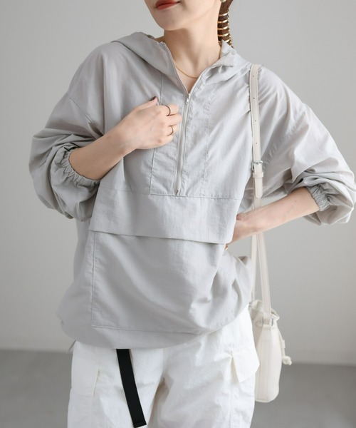 ap retro(アプレトロ)の「アノラック/アノラックパーカー ナイロンブルゾン(ブルゾン・レディース・ブルー/オフホワイト/ブラック/ライトグレー/ライトカーキ/ベージュ・FREE)」の1枚目の写真