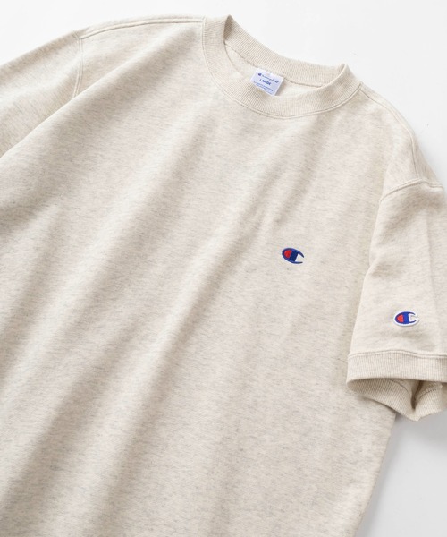 Champion(チャンピオン)の「【Champion/チャンピオン】ルーズシルエット ブランドロゴ ワンポイント刺繍 半袖スウェット/半袖カットソー(スウェット・レディース・オートミール/ホワイト/ネイビー/グレー/ブラック・M/L/XL)」の4枚目の写真