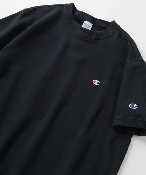 Champion(チャンピオン)の「【Champion/チャンピオン】ルーズシルエット ブランドロゴ ワンポイント刺繍 半袖スウェット/半袖カットソー(スウェット・レディース・オートミール/ホワイト/ネイビー/グレー/ブラック・M/L/XL)」の5枚目の写真